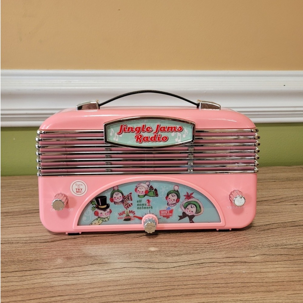 Mr. Christmas Jingle Jams Radio Pink Retro Look 10.5" Wide‎ Talking 9 Songs